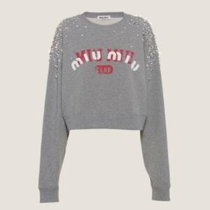 Miumiu  crystal-embellished cropped sweatshirt